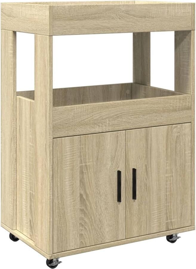 VidaXL Drankkar 60x39 5x89 cm bewerkt hout sonoma eikenkleurig Drankkast Houten Drankkast Drinks Cabinet Eikendrankkast Sonomane Drinkkast