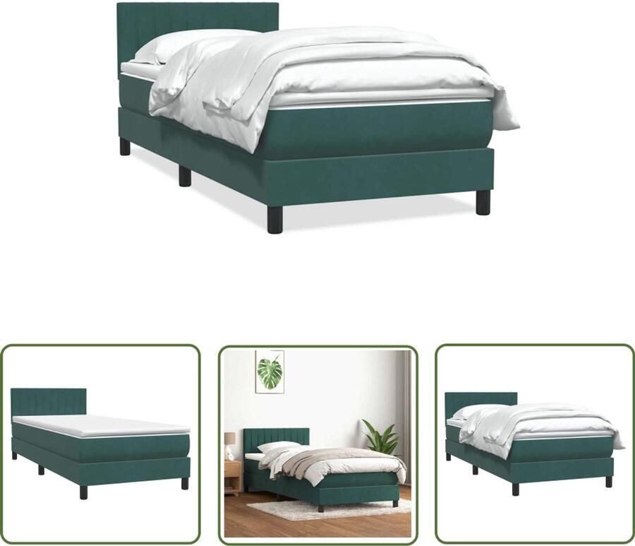 VidaXL Drapers Tools Dynamische Sleutel Boxspring met matras fluweel donkergroen 80x220 cm Gereedschapset Sleutels Klikmechanisme