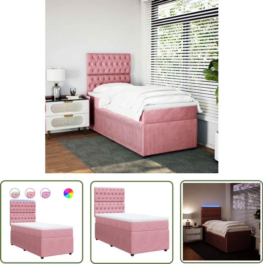 VidaXL Boxspring met matras fluweel roze 80x200 cm Dynamische Sleutel Drapers Tools Gereedschapset Sleutel Set Klikmechanisme