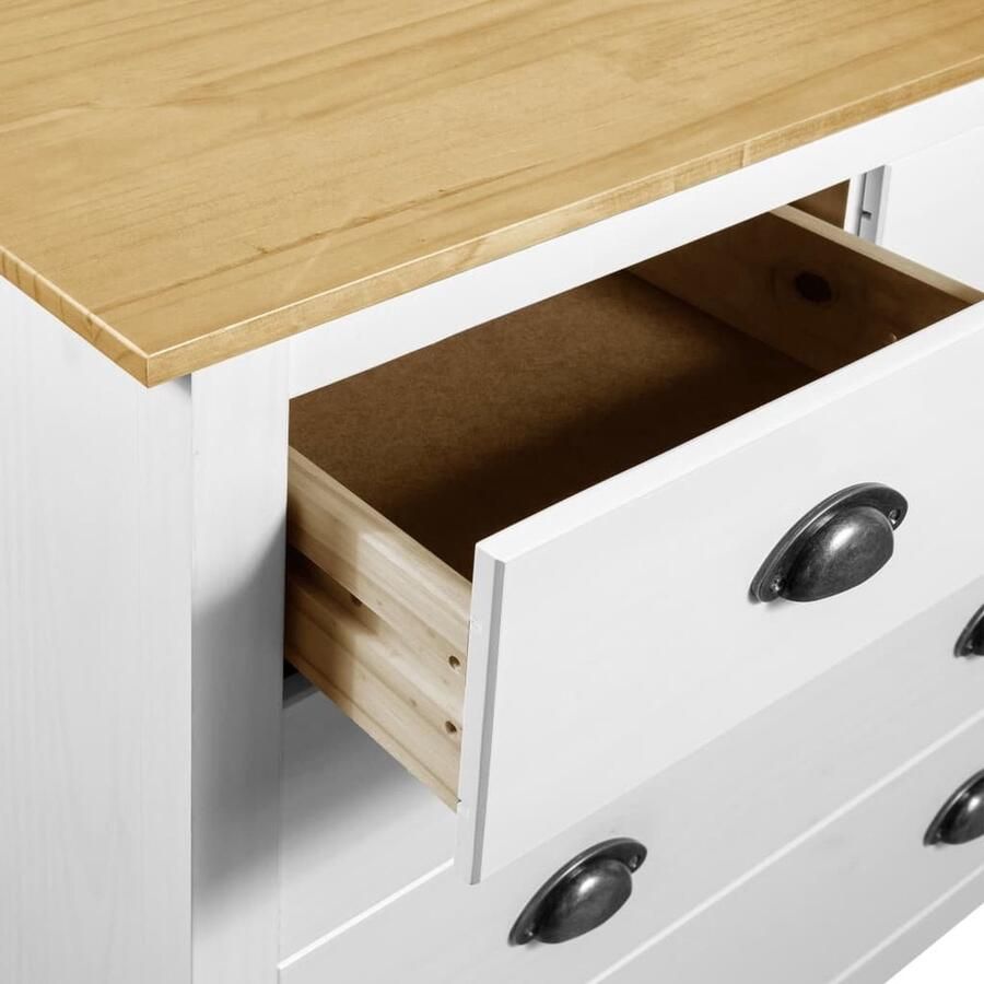 VidaXL Dresoir Dressoirs Kast Dressoirkast Dressoir Hill 79x40x80 cm massief grenenhout wit