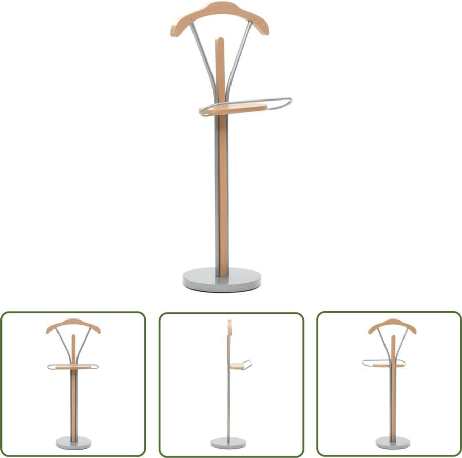 VidaXL Dressboy Naturel 45x35x107 cm MDF en Staal Kledingrek Dressboy Kostuumstandaard Kast Voor Kleding Houten Kledingrek