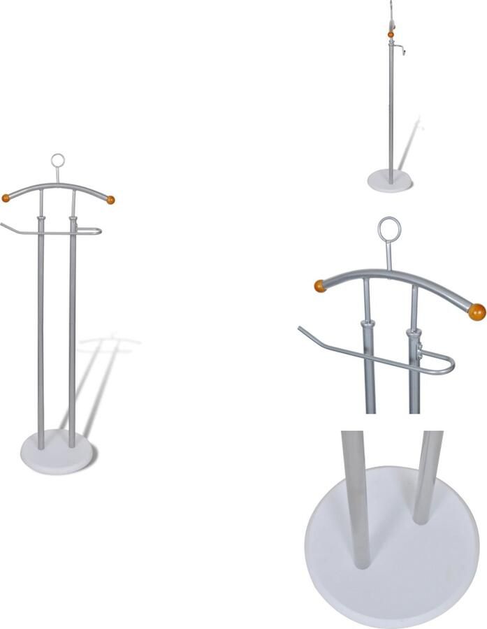 VidaXL Dressboy Kledingstandaard 43 x 28 x 113 cm Zilvergrijs Hoogwaardig Metaal Kledingrek