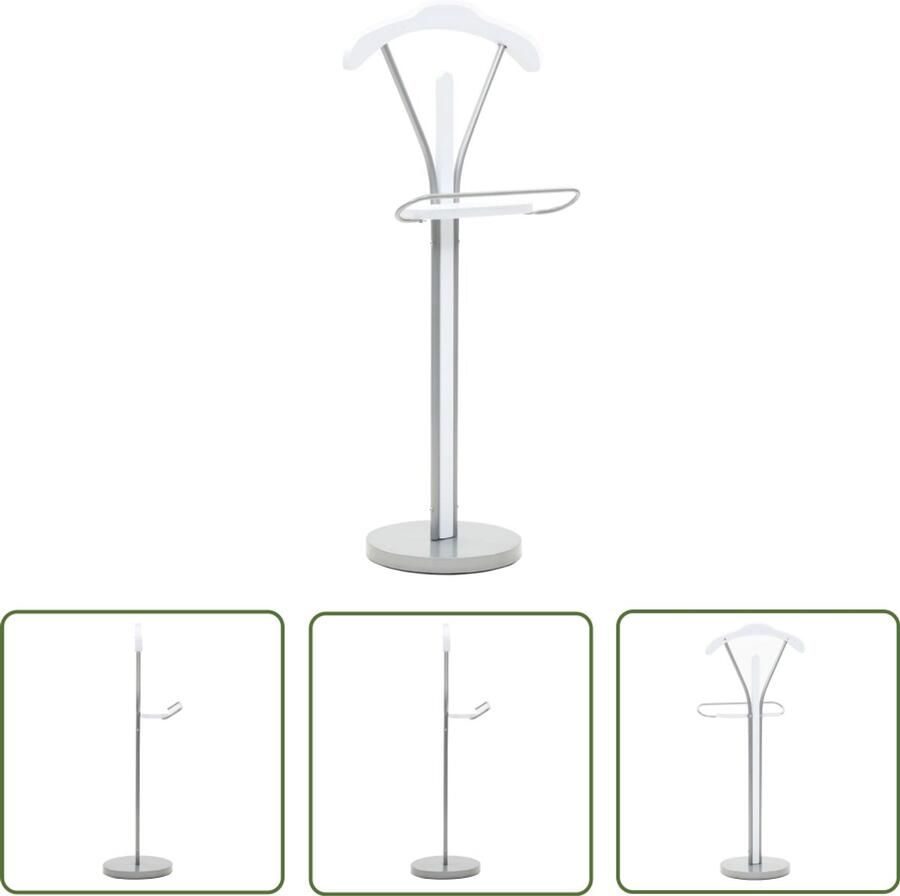 VidaXL Dressboy Wit 45x35x107 cm MDF en Staal Kledingrek Kostuums Jas Mantel Jurk Broek Organisatie Opslag Mdf Staal Wit Modern Minimalistisch Dressboy Garderobe Kamerinrichting