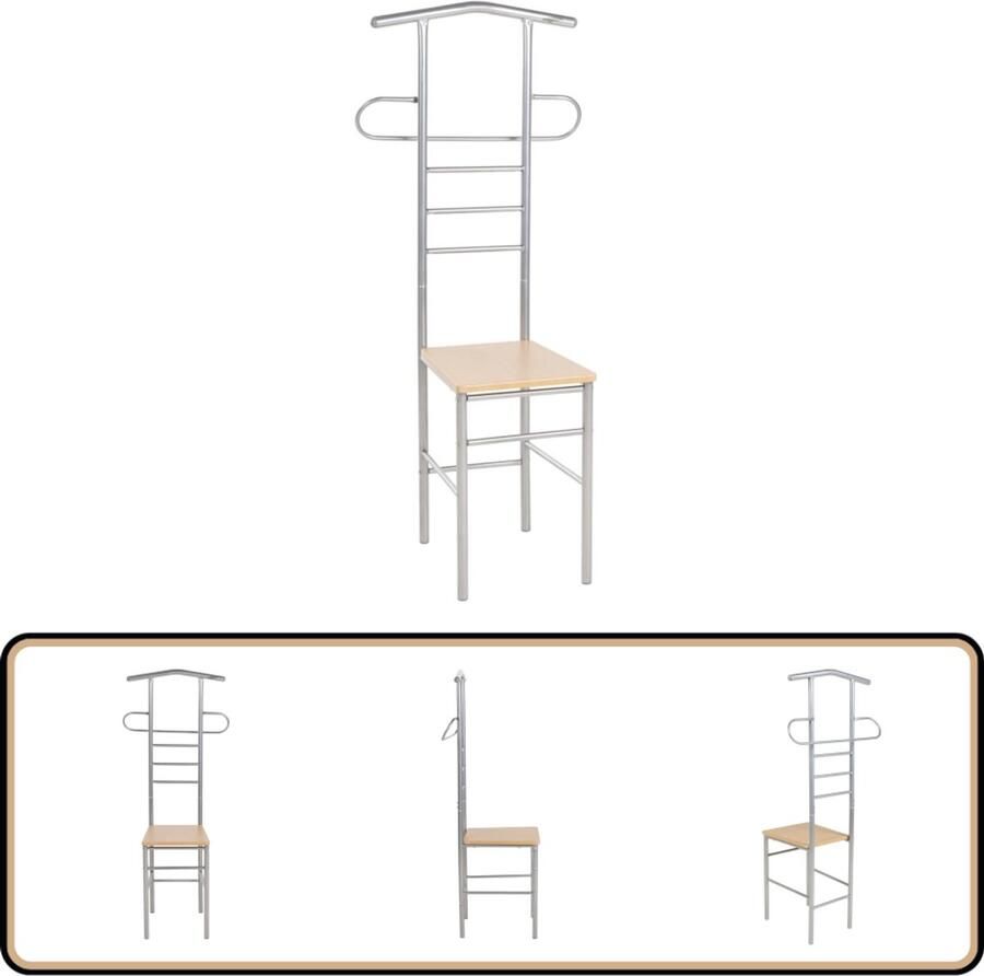 VidaXL Dressboys Set van 2 Metaal Lichtbruin en Zilvergrijs Dressboy Heren Kledingsysteem Vintage Meubels Industrieel Interieur Kamermeubilair