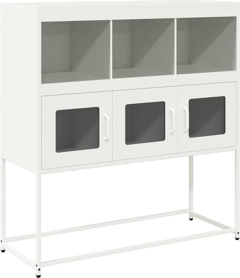 VidaXL Dressoir 100 5x39x107 cm Staal Wit Dressoir Staaldraad Meubels Opbergkast Salontafel - Foto 2
