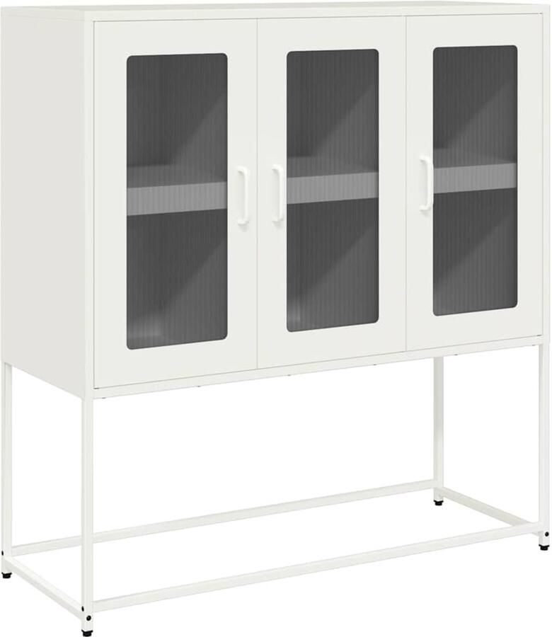 VidaXL Dressoir Wit 100 5x39x107 cm Staal Dressoir Commode Opbergkast Keukenmeubilair Salontafel