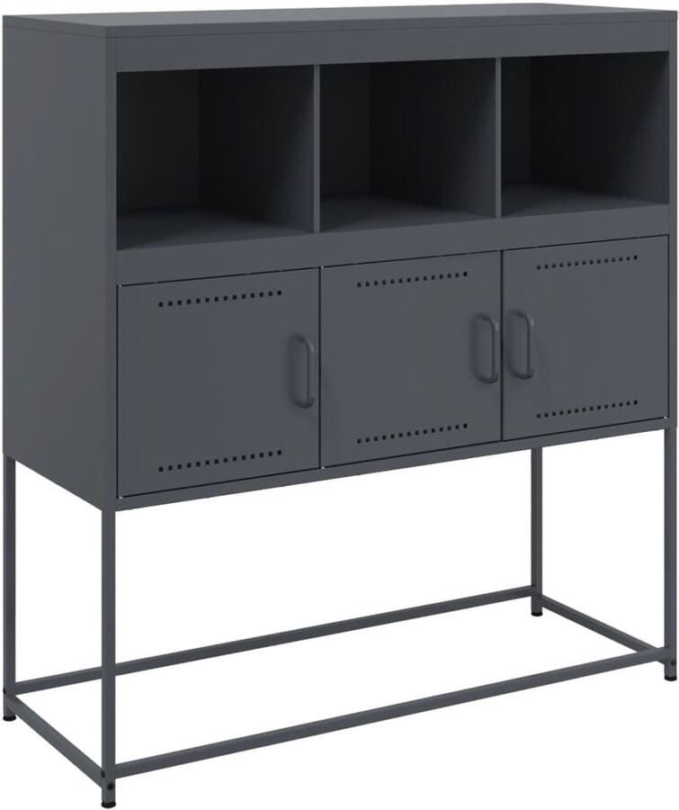 VidaXL Dressoir 100 5x39x107 cm Staal Antraciet Dressoir Staaldressingoir Opbergmeubilair Salontafel Tv-stand
