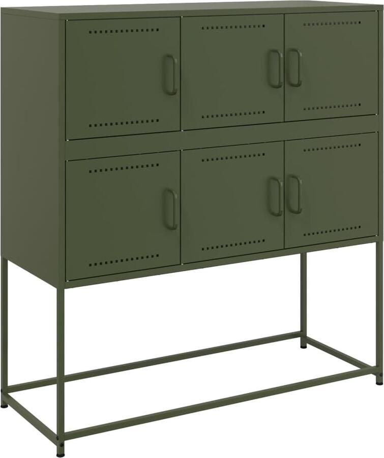 VidaXL Dressoir 100 5x39x107 cm koudgewalst staal olijfgroen