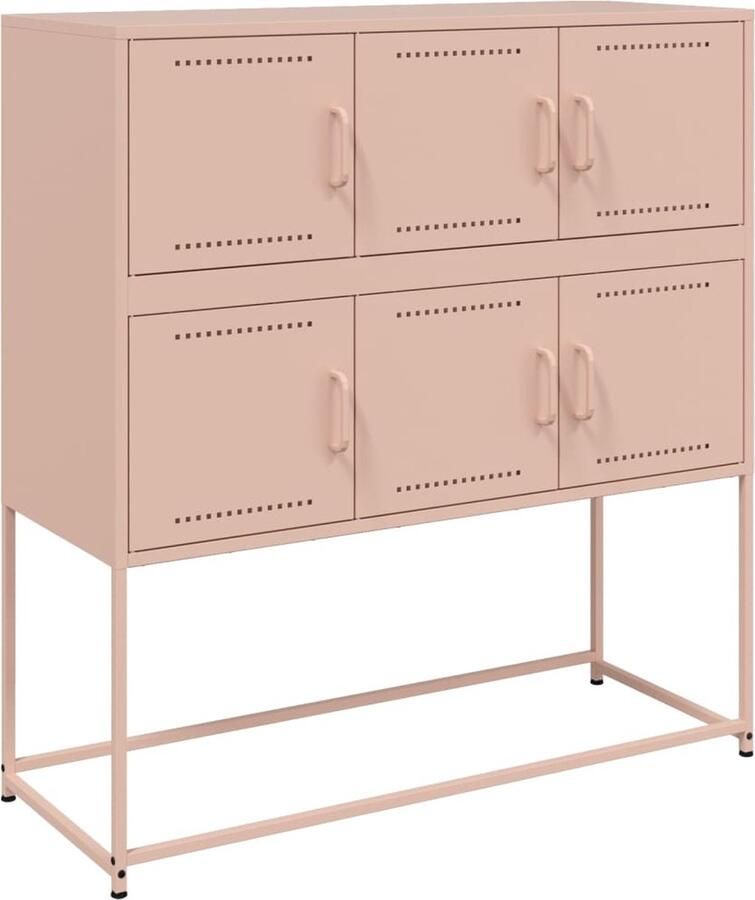 VidaXL Dressoir 100 5x39x107 cm koudgewalst staal roze