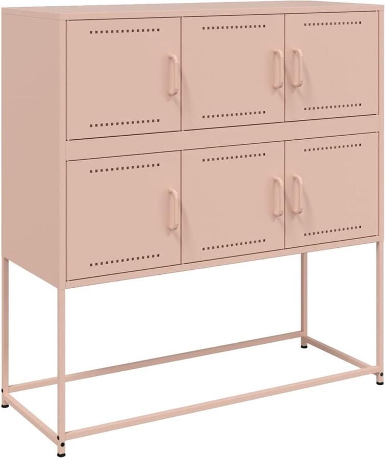 VidaXL Dressoir 100 5x39x107 cm staal roze Dressoir Rozerood Vintage Dressoir Industrieel Dressoir Metalen Dressoir