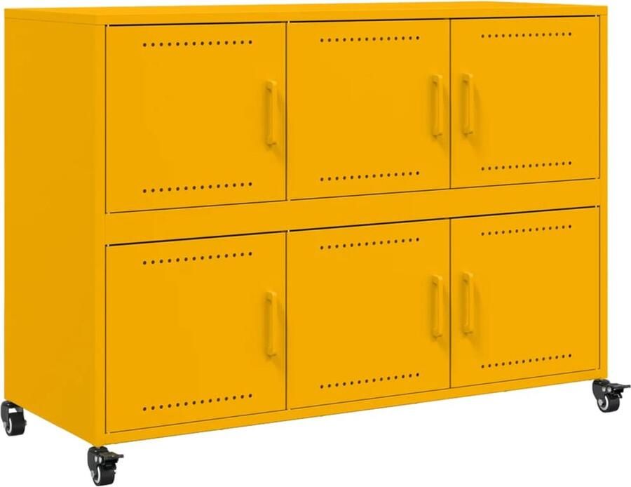 VidaXL Dressoir 100 5x39x72 cm staal mosterdgeel