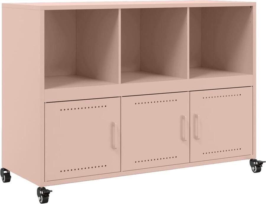 VidaXL Dressoir 100 5x39x72 cm staal roze