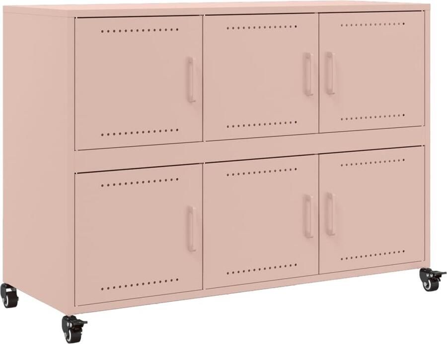 VidaXL Dressoir 100 5x39x72 cm staal roze