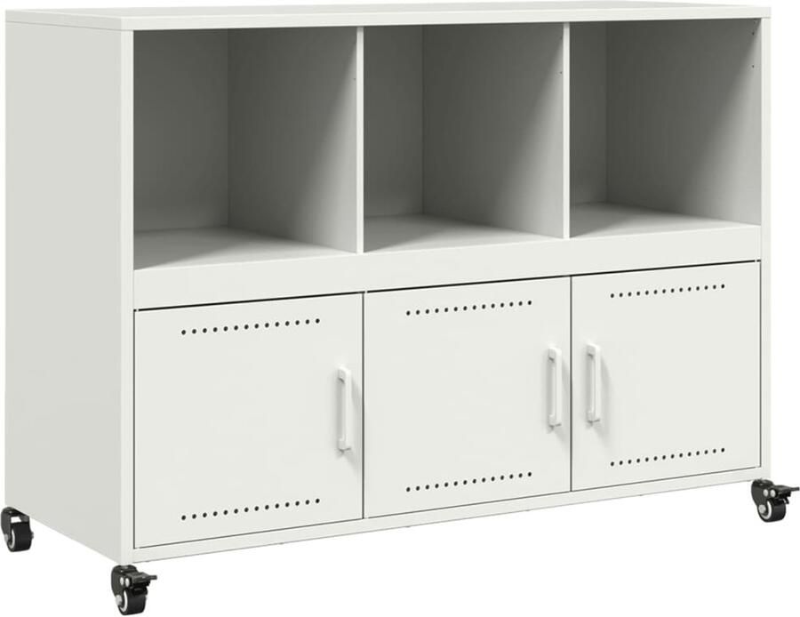 VidaXL Dressoir Staal 100 5x39x72 cm Wit Dressoir Staal Dressoir Wit Dressoir Opberg Dresser Salontafel