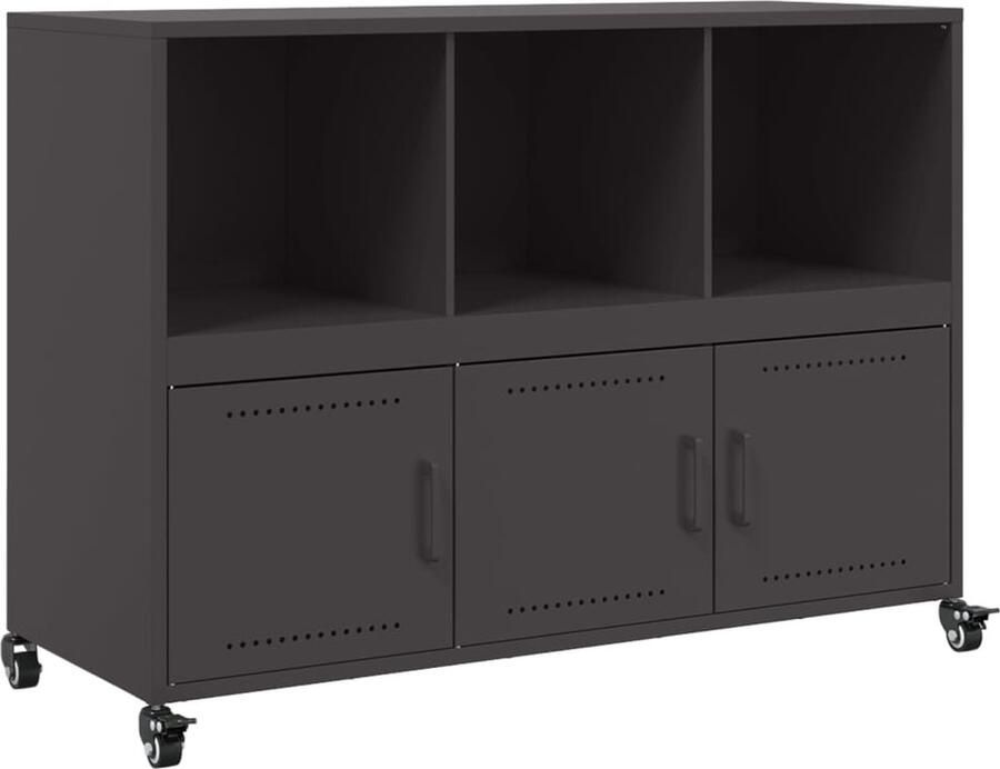 VidaXL Dressoir 100 5x39x72 cm staal zwart