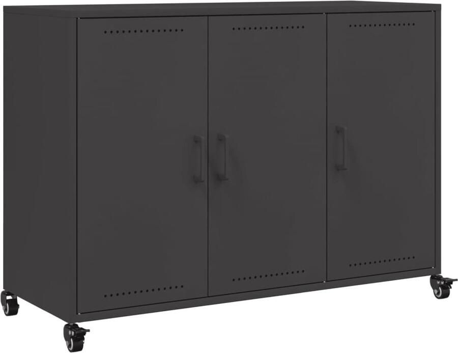 VidaXL Dressoir 100 5x39x72 cm staal zwart