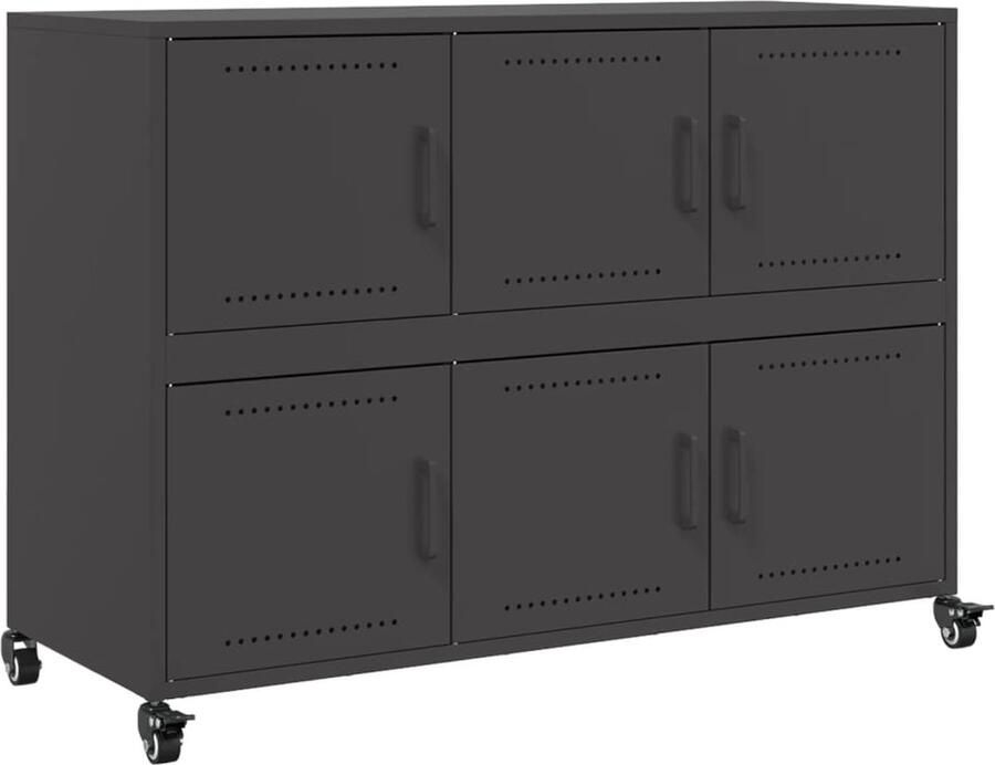 VidaXL Dressoir 100 5x39x72 cm staal zwart
