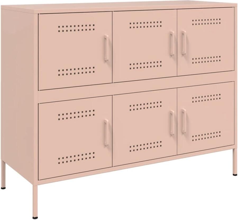 VidaXL Dressoir Staal Roze 6 Vakken 100 5x39x79 cm Dressoir Industrieel Design Roestvrijstalen Kast Opbergmeubels Salontafel - Foto 2