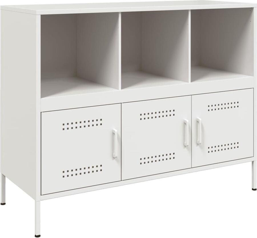 VidaXL Dressoir staal wit 100 5x39x79 cm Industriele Dressoir Industrieel Meubel Staaldressing Salontafel Tv Tafel