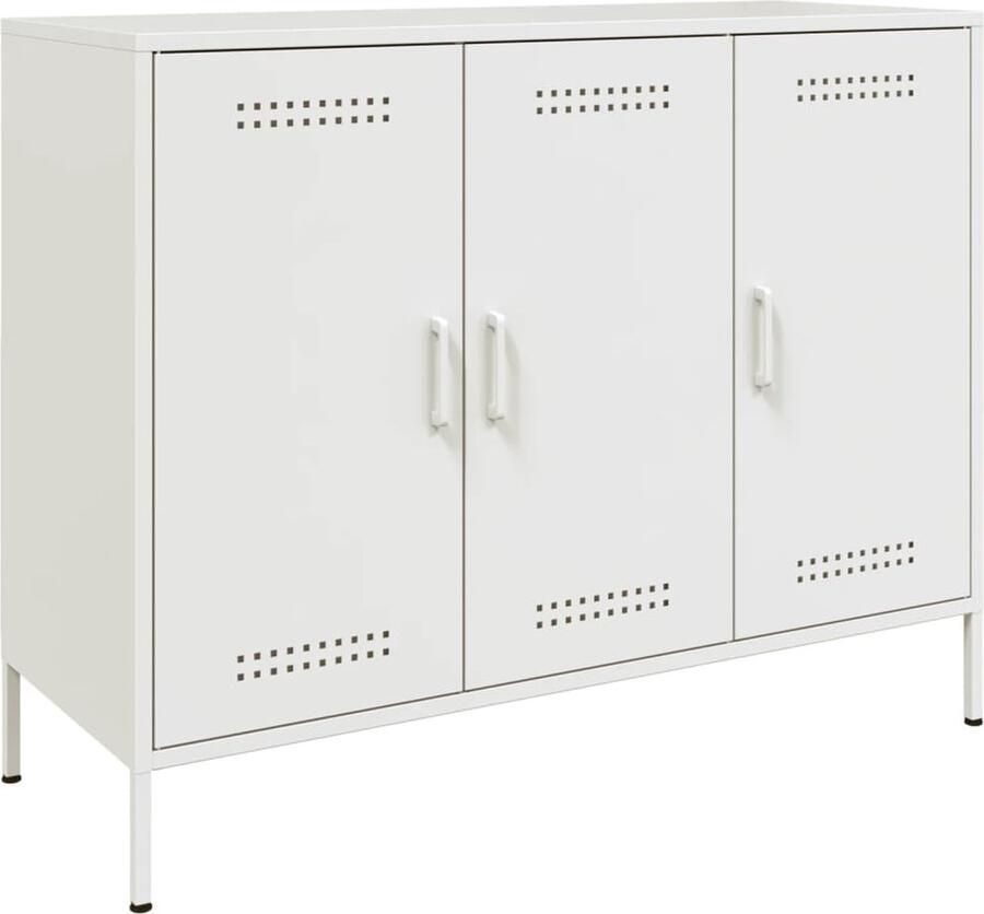 VidaXL Dressoir Staal Wit 6 Vakken 3 Deuren Industriele Dressoir Houten Dressoir Salontafel Tv Tafel Opbergkast - Foto 2