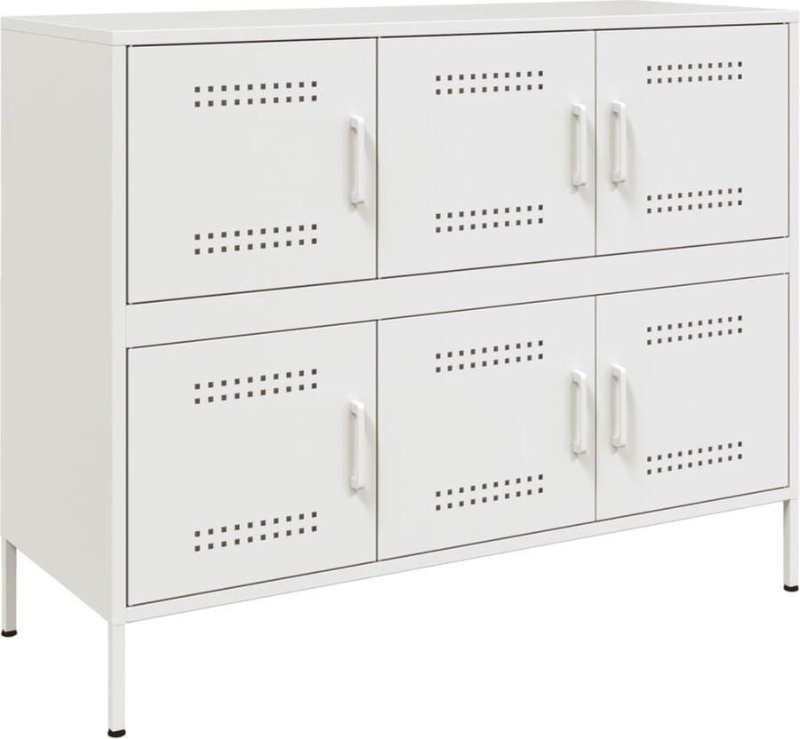 VidaXL Dressoir 100 5x39x79 cm koudgewalst staal wit - Foto 2