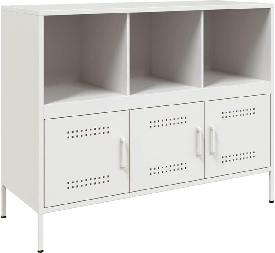 VidaXL Dressoir 100 5x39x79 cm koudgewalst staal wit