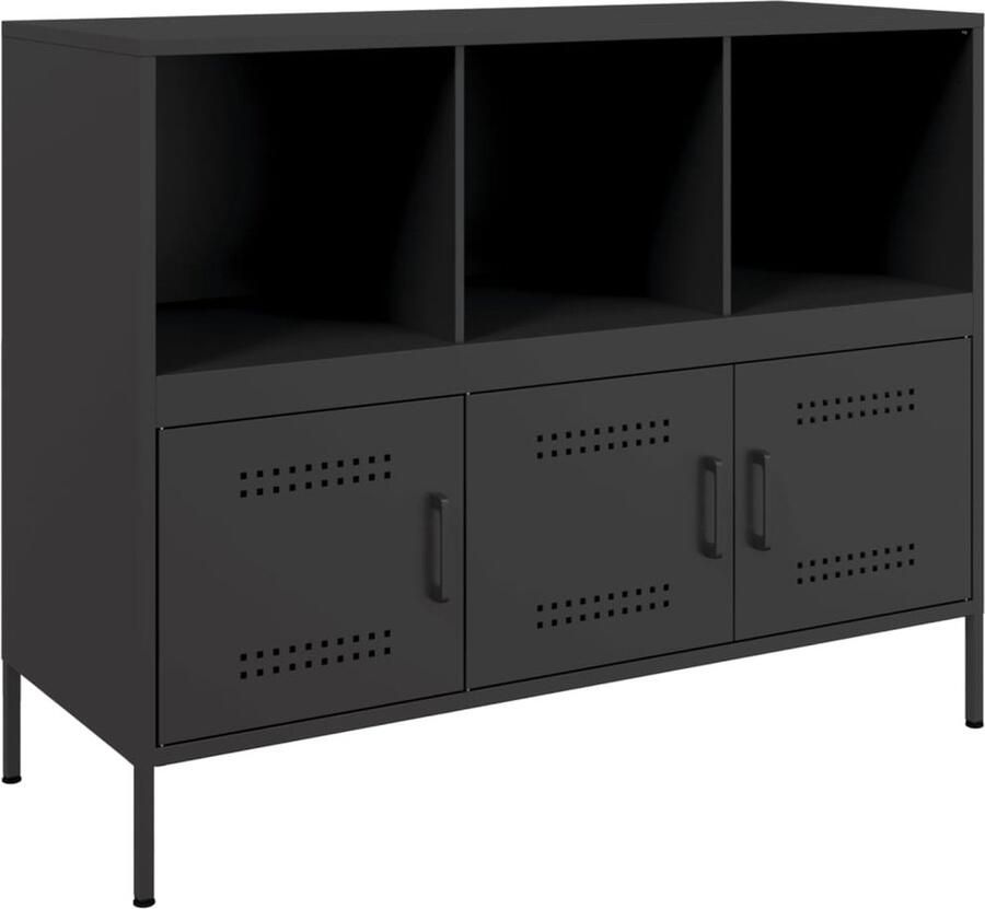 VidaXL Dressoir 100 5x39x79 cm koudgewalst staal zwart - Foto 2