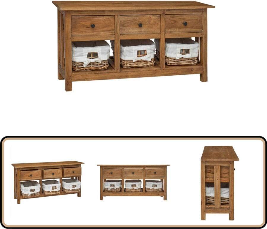 VidaXL Dressoir 100x30x50 cm Mahoniehout 6 lades Dressoir Landelijke Stijl Vintage Meubilair Houten Dressoir Opberg Dresser