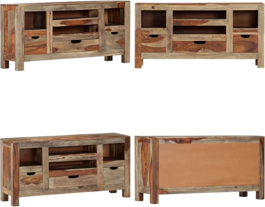 VidaXL Dressoir 100x30x50 cm massief sheeshamhout grijs Dressoir Dressoirs Kast Dressoirkast