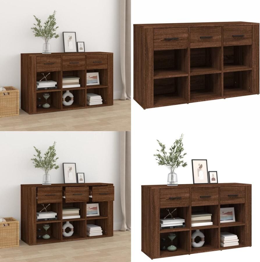 VidaXL Dressoir 100x30x59-5 cm bewerkt hout bruineikenkleurig Dressoir Dressoirs Kast Wandkast