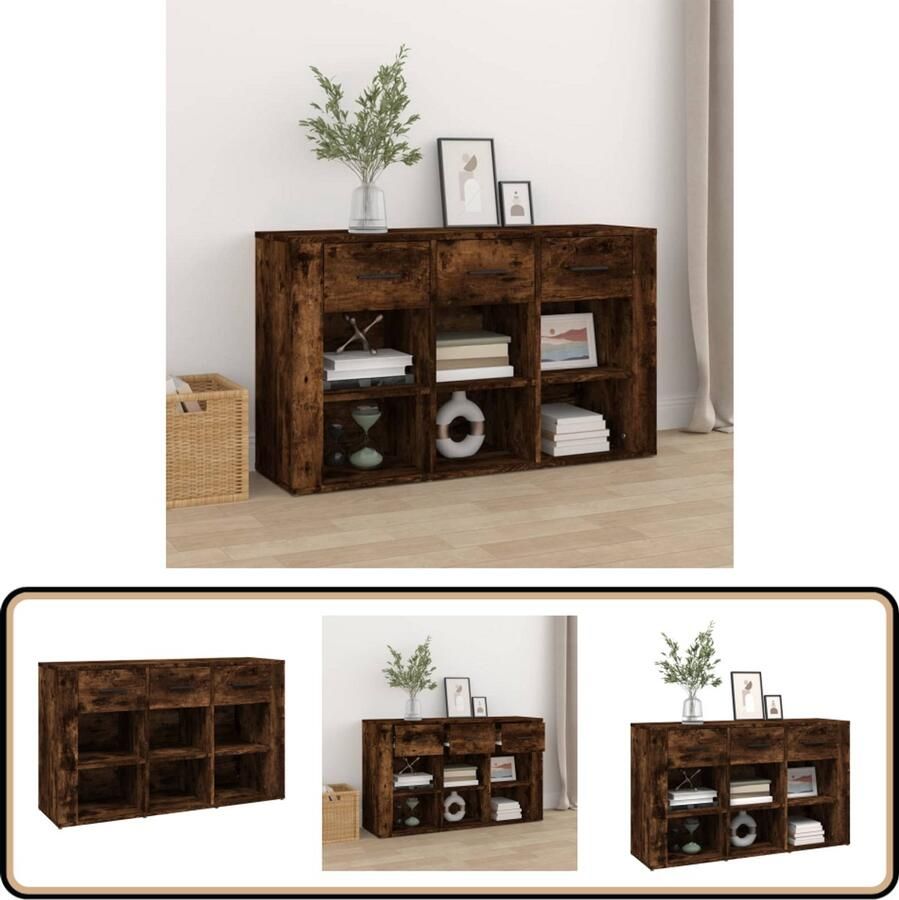 VidaXL Dressoir 100x30x59 5 cm Gerookt Eiken Dressoir Commode Houten Dressoir Roestvrijstalen Dressoir Vintage Dressoir