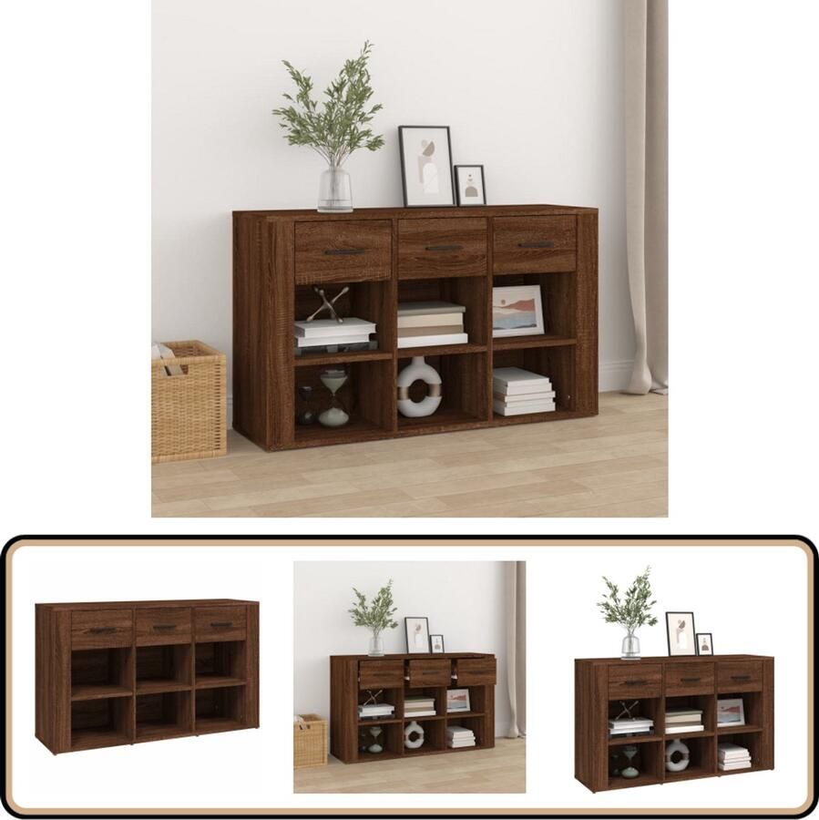 VidaXL Dressoir 100x30x59 5 cm Bruin eikenkleur Dressoir Houten Dressoir Vintage Dressoir Landelijk Dressoir Bruine Eiken Dressoir - Foto 2
