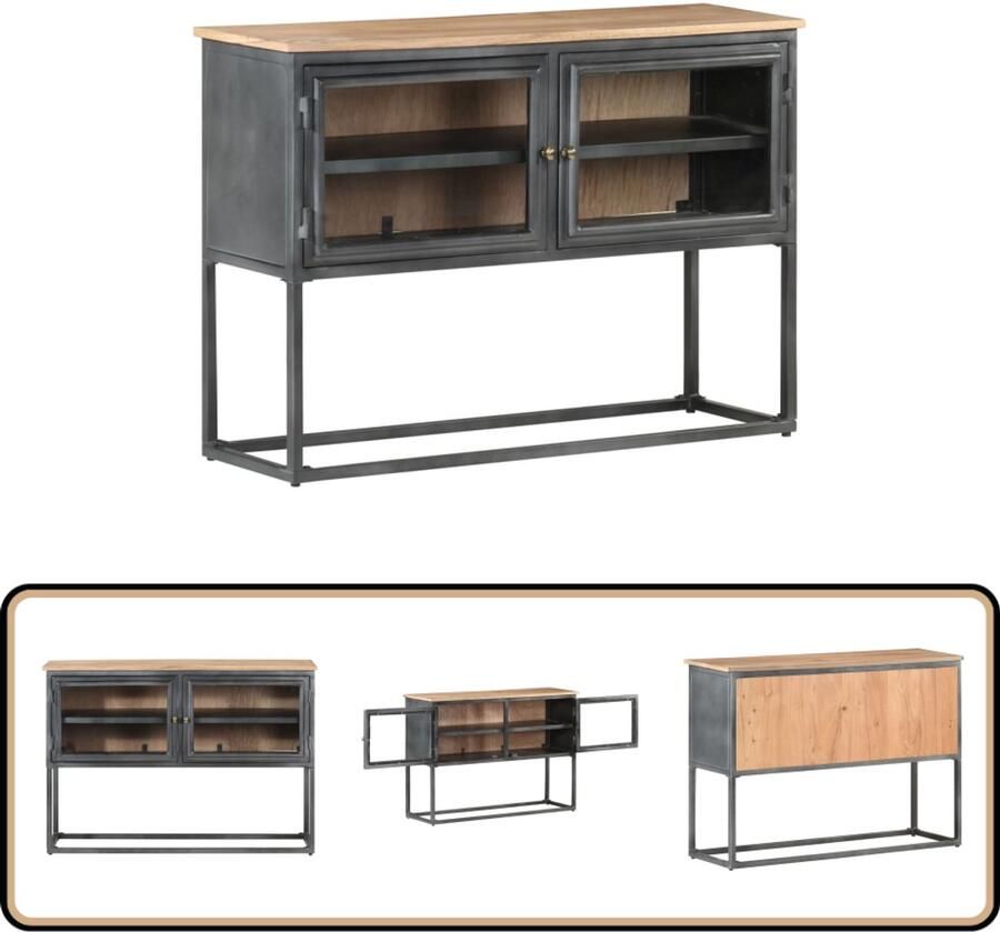 VidaXL Dressoir 100x30x70 cm Grijs Acaciahout Vitrinekast Dressoir Houten Kast Salontafel Opbergkast