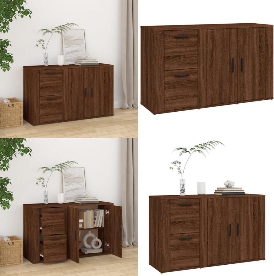 VidaXL Dressoir 100x33x59-5 cm bewerkt hout bruineikenkleurig Dressoir Dressoirs Kast Wandkast