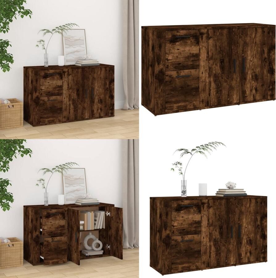 VidaXL Dressoir 100x33x59-5 cm bewerkt hout gerookt eikenkleurig Dressoir Dressoirs Kast Wandkast