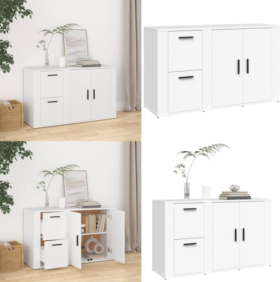 VidaXL Dressoir 100x33x59-5 cm bewerkt hout wit Dressoir Dressoirs Kast Wandkast