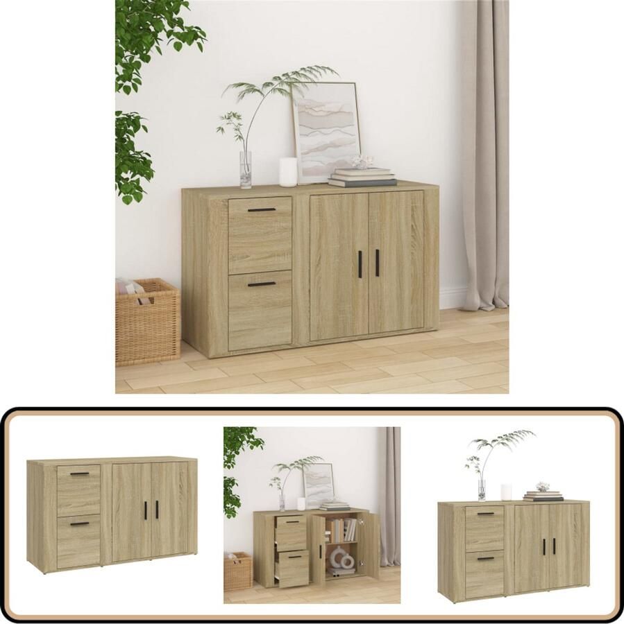VidaXL Dressoir 100x33x59 5 cm Sonoma Eiken Dressoir Houten Dressoir Salontafel Tv Tafel Opbergmeubels