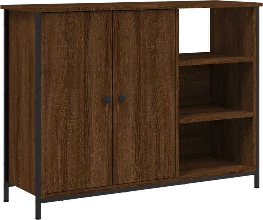 VidaXL Dressoir 100x33x75 cm Bruin Eikenhout Dressoir Opbergkast Salontafel Houten Dressoir Vintage Dressoir - Foto 2