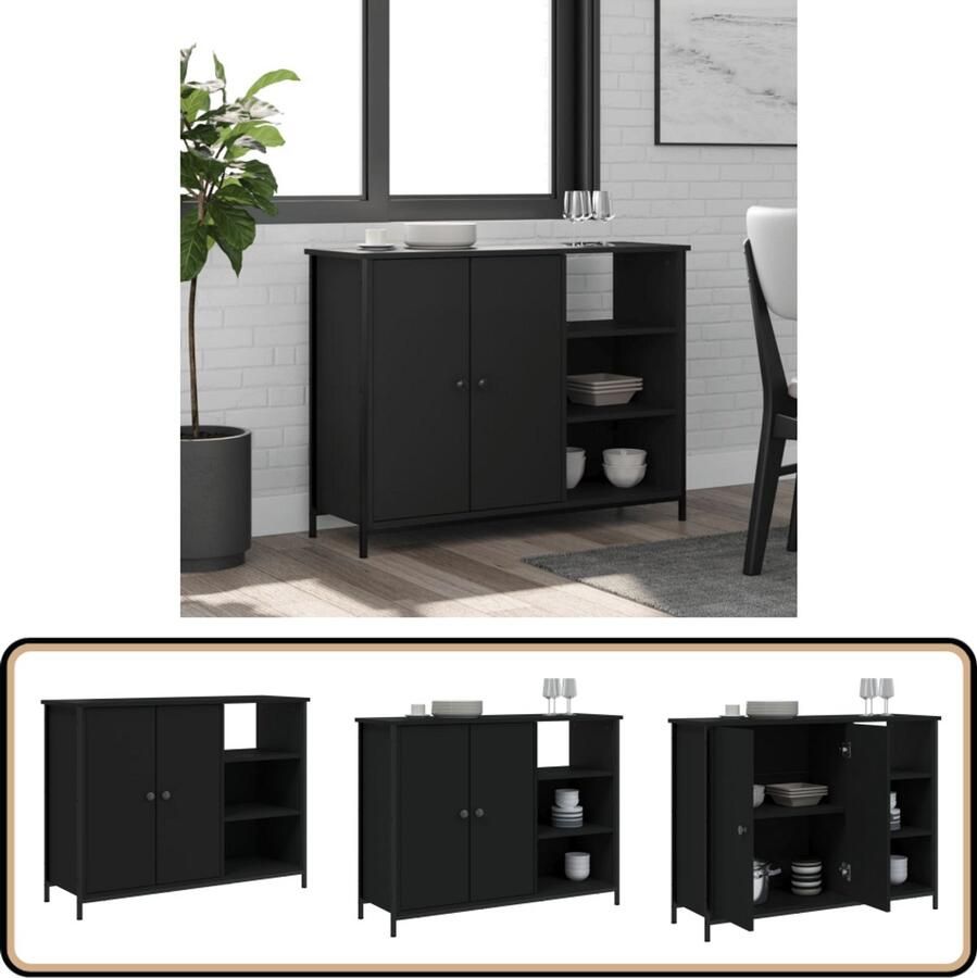 VidaXL Dressoir 100x33x75 cm Bewerkt hout Zwart Dressoir Houten Dressoir Opbergkast Salontafel Tv Tafel