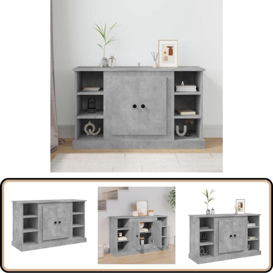 VidaXL Dressoir 100x35.5x60 cm Betongrijs Hout Dressoir Houten Dressoir Grijze Dressoir Vintage Dressoir Opbergmeubels
