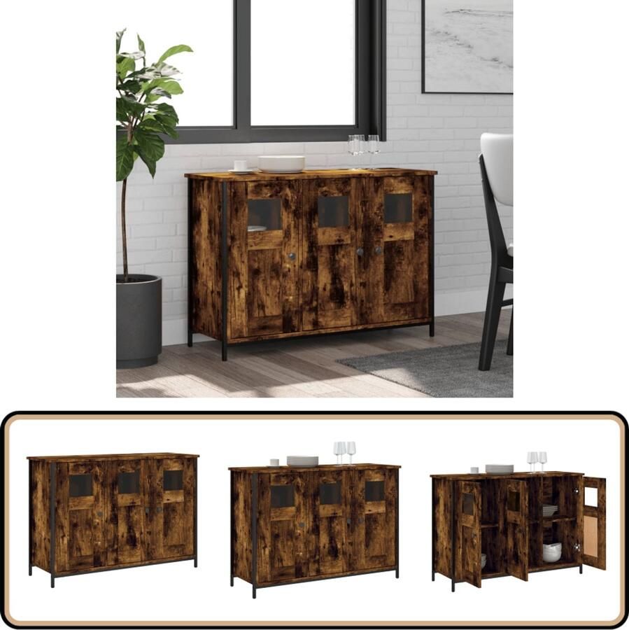 VidaXL Dressoir 100x35x70 cm Gerookt Eiken Dressoir Opbergkast Salontafel Houten Dressoir Vintage Dressoir
