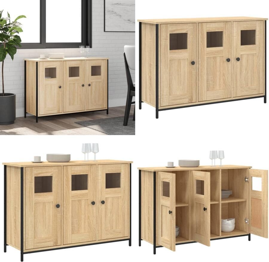 VidaXL Dressoir 100x35x70 cm bewerkt hout sonoma eikenkleurig Dressoir Dressoirs Opbergkast Wandkast