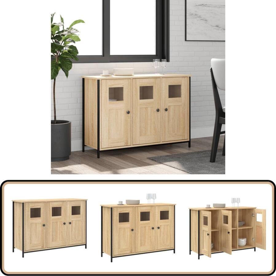 VidaXL Dressoir 100x35x70 cm Sonoma Eiken Dressoir Salontafel Houten Meubel Opbergkast Vintage Stijl - Foto 2