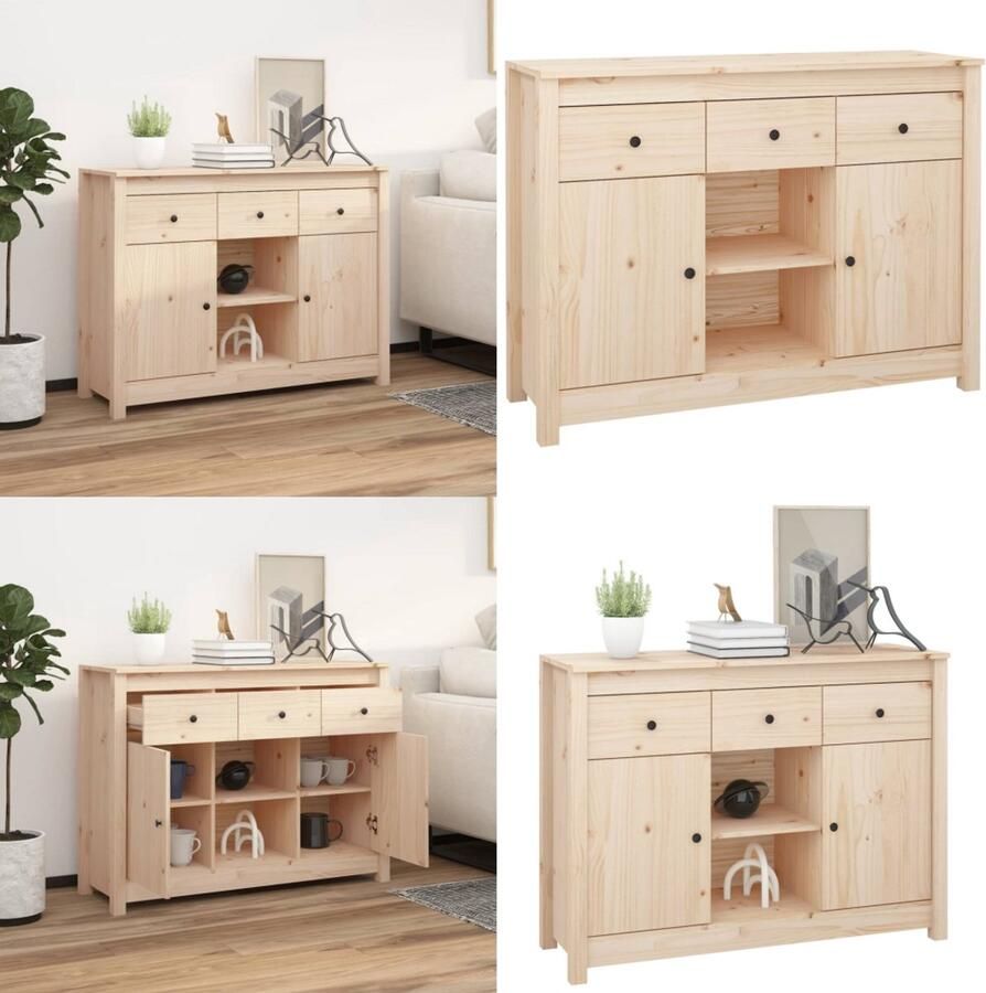 VidaXL Dressoir 100x35x74 5 cm massief grenenhout Dressoir Dressoirs Kast Wandkast