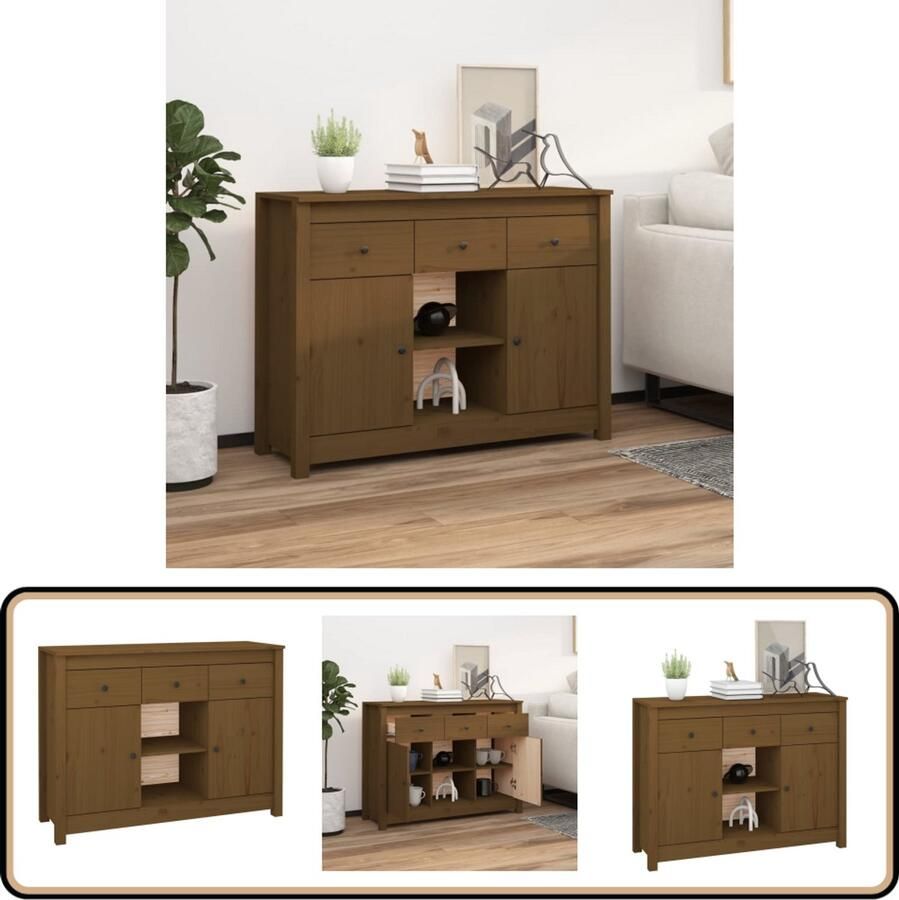 VidaXL Dressoir 100x35x74 5 cm Grenenhout Honingbruin Dressoir Houten Dressoir Grenenhout Dressoir Vintage Dressoir Salontafel