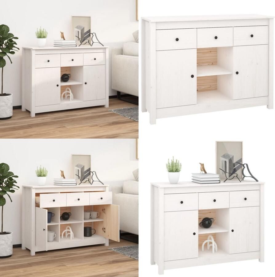 VidaXL Dressoir 100x35x74-5 cm massief grenenhout wit Dressoir Dressoirs Kast Wandkast