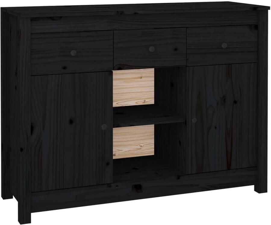 VidaXL Dressoir 100x35x74 5 cm Zwart Grenenhout Dressoir Houten Dressoir Grenoble Hout Zwarte Dressoir Salontafel