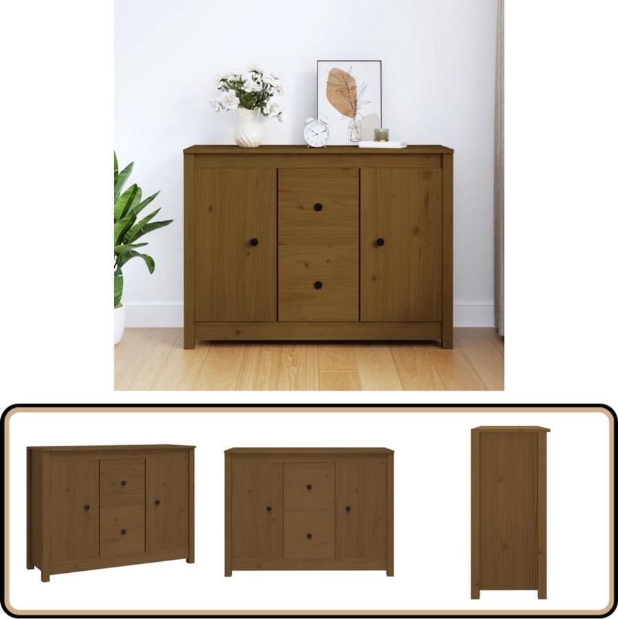 VidaXL Dressoir 100x35x74 cm Grenenhout Honingbruin Dressoir Houten Dressoir Grenenhout Dressoir Honigbruin Dressoir Opbergkast