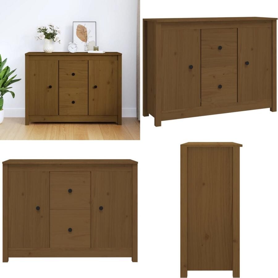 VidaXL Dressoir 100x35x74 cm massief grenenhout honingbruin Dressoir Dressoirs Kast Wandkast