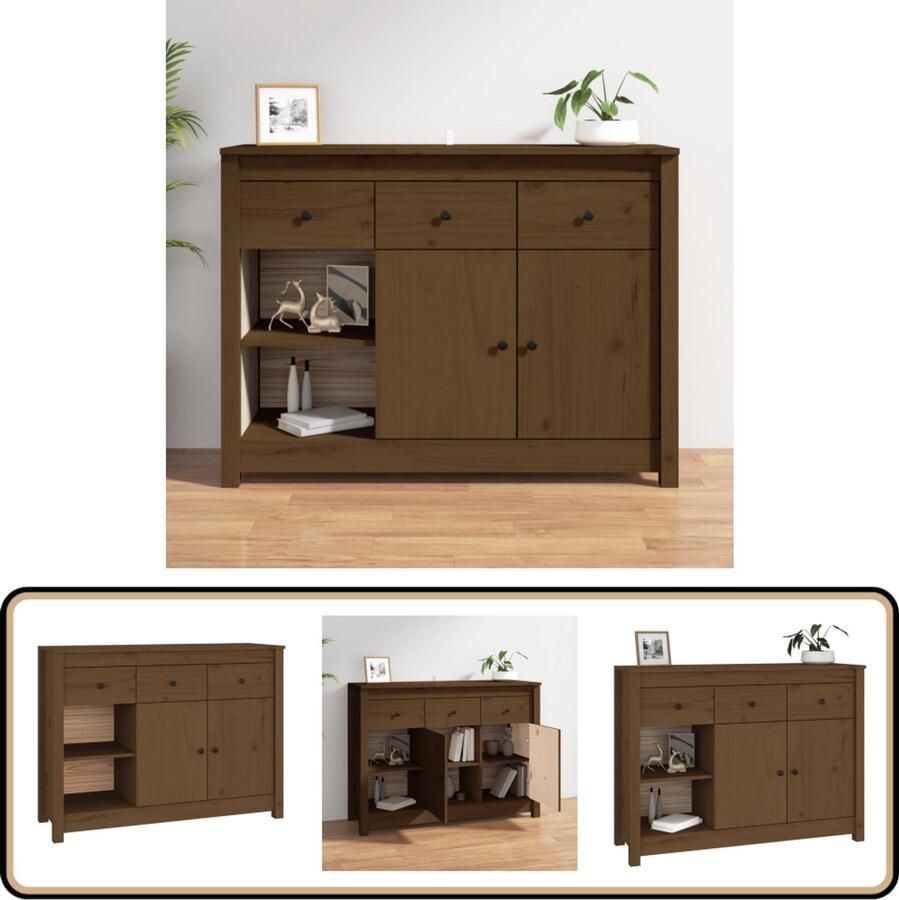 VidaXL Dressoir 100x35x74 cm Grenenhout Honingbruin Dressoir Houten Dressoir Grenenhout Dressoir Honigbruin Dressoir Opbergkast - Foto 3